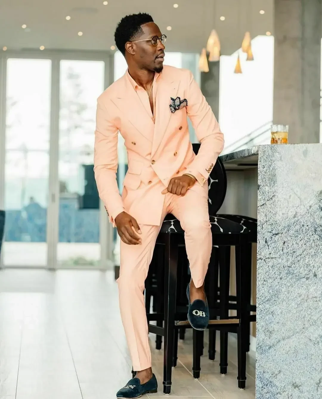 2024 Fashion Double Breasted Men Suit Prom Party Slim Fit Blazers Hombre Casual High Quality Custom 2 Piece Set Costume Homme - Afbeelding 3