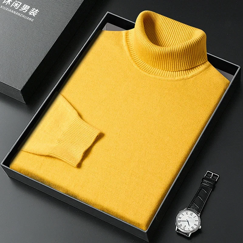Autumn Winter Slim Fit Turtleneck Sweater Men Solid Color Warm Knitting Pullovers Male Casual Knitwear Long Sleeve Pullovers Man - Afbeelding 24