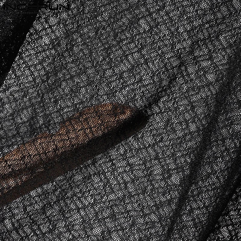 Sexy Stylish Style Tops INCERUN 2025 Men's Hollowed Love Pattern Shirt Party Show Male All-match Lapel Long Sleeved Blouse S-5XL - Afbeelding 4