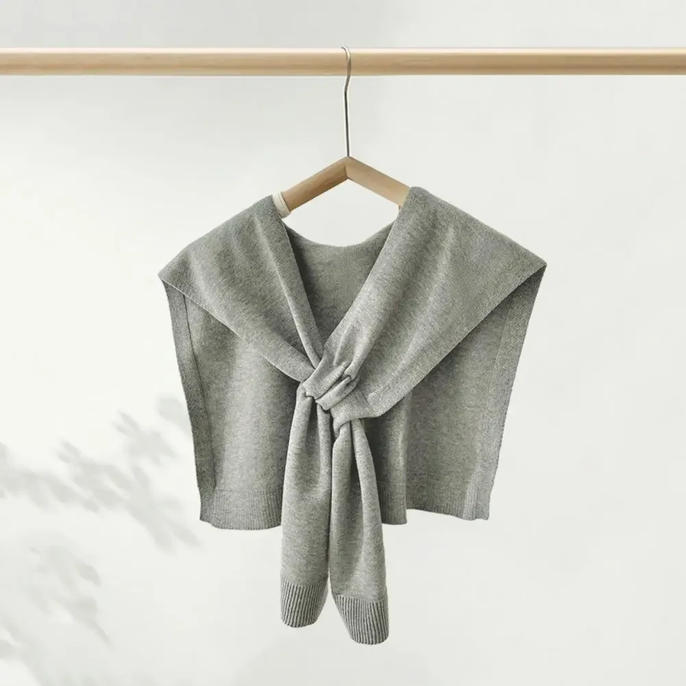 Women Shawl Knitted Thick Solid Color Thermal Soft Keep Warm Fake Cross Sleeve Fall Winter Summer AC Shoulder Wrap Women Clothes - Afbeelding 3