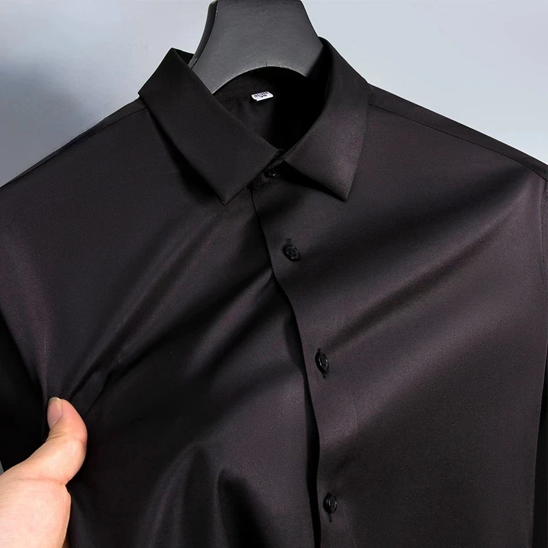New Anti-Wrinkle Men Shirts Long Sleeve Dress Shirts For Men Slim Fit Camisa Social Business Blouse White Office Shirt S-6XL - Afbeelding 8