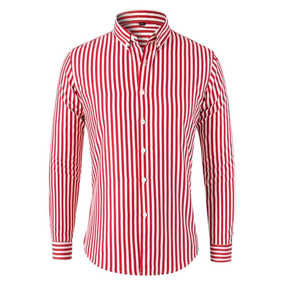 Men's Casual Striped Shirt Baggy Lapel Top Long Sleeve Button Blouse Perfect for Vacation and Holiday Multiple Colors - Afbeelding 7