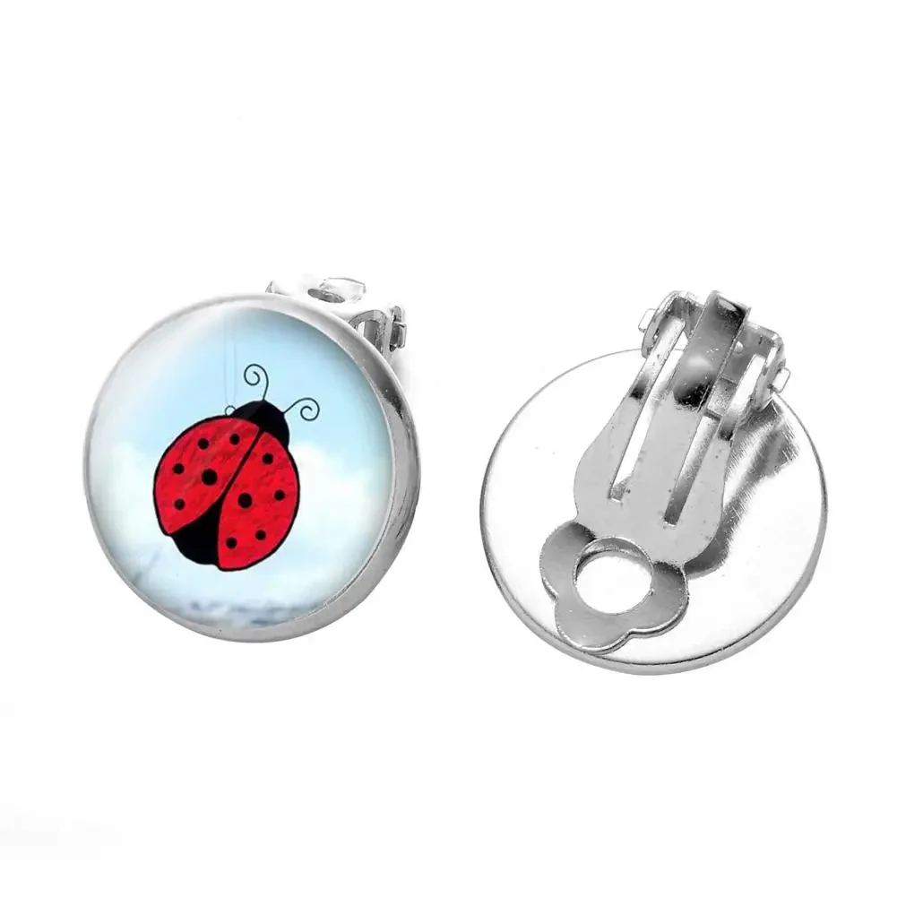 Women's Ear Clips Cute Anti-rust Ladies Glass Ladybug Earrings Hoop Dot Earrings Jewelry Women Clip Earrings Daily Wear - Afbeelding 10