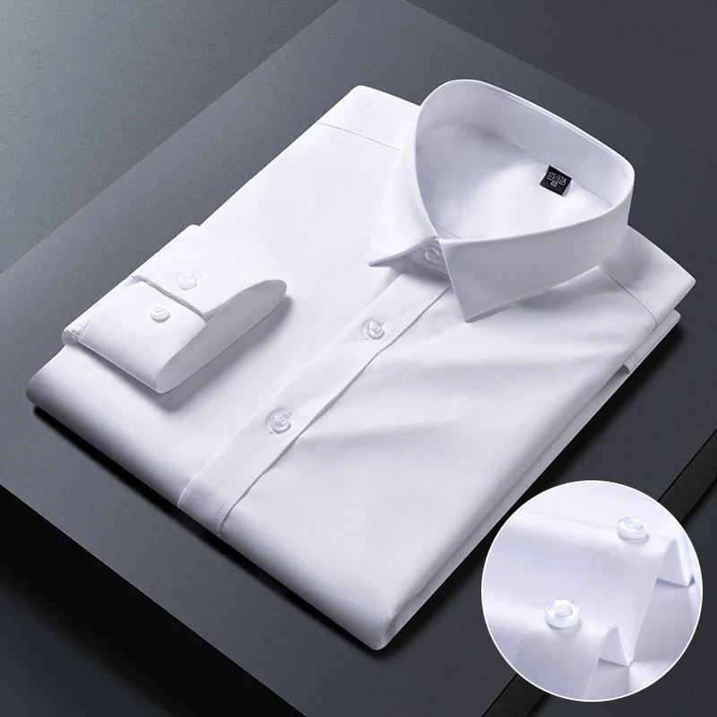 Bamboo Fiber Anti-Wrinkle Mens Shirts Long Sleeve Dress Shirts For Slim Fit Camisa Social Business Blouse White Shirt S-7XL 8XL - Afbeelding 20