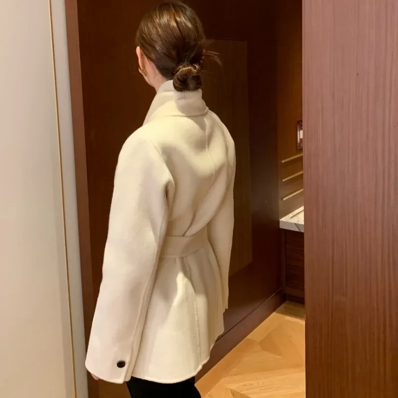 Bandage Tunic Women 2025 Outerwears V-neck Long Sleeve Jacket Korean Chaquetas Mujer Autumn Winter Jackets Temperament Coats - Afbeelding 6