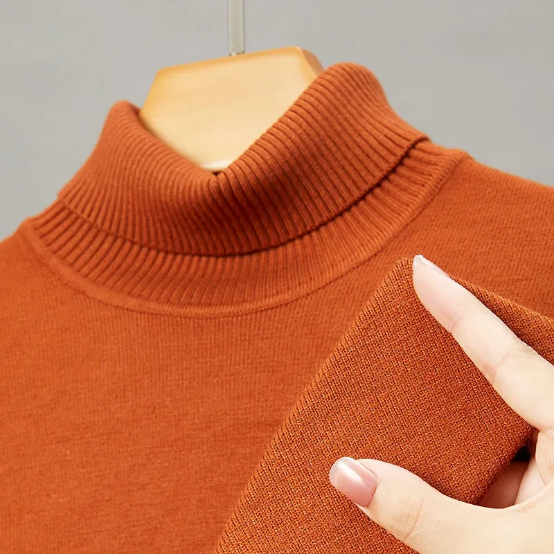 Autumn Winter Slim Fit Turtleneck Sweater Men Solid Color Warm Knitting Pullovers Male Casual Knitwear Long Sleeve Pullovers Man - Afbeelding 3
