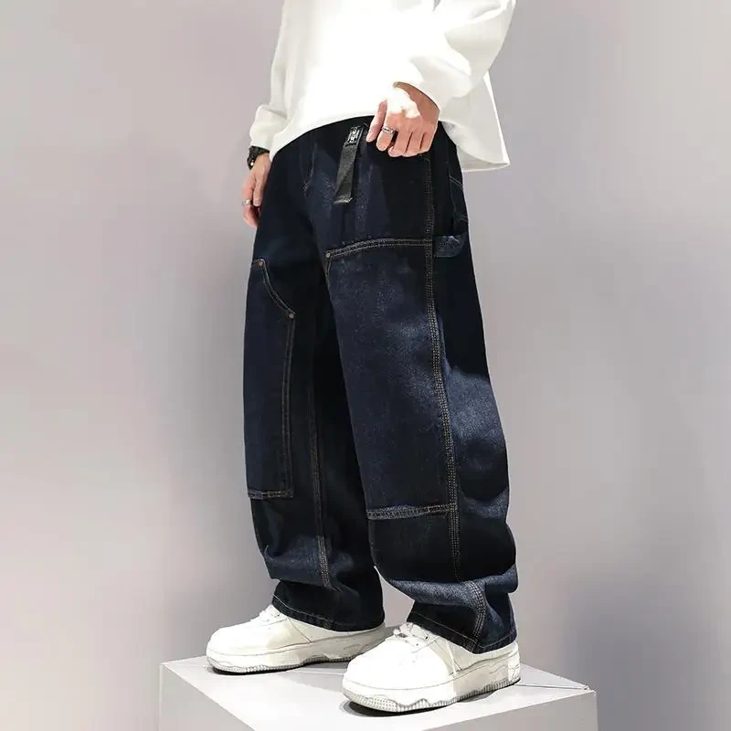 Washed Straight Leg Jeans for Men with a Niche Design Sense Loose and Versatile Wide Leg Long Pants and Stylish Work Pants - Afbeelding 2