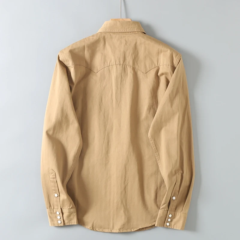 Spring And Autumn New American Retro Long-Sleeve Lapel Cargo Shirt Men's Fashion 100% Cotton Washed Double Pocket Casual Blouses - Afbeelding 2