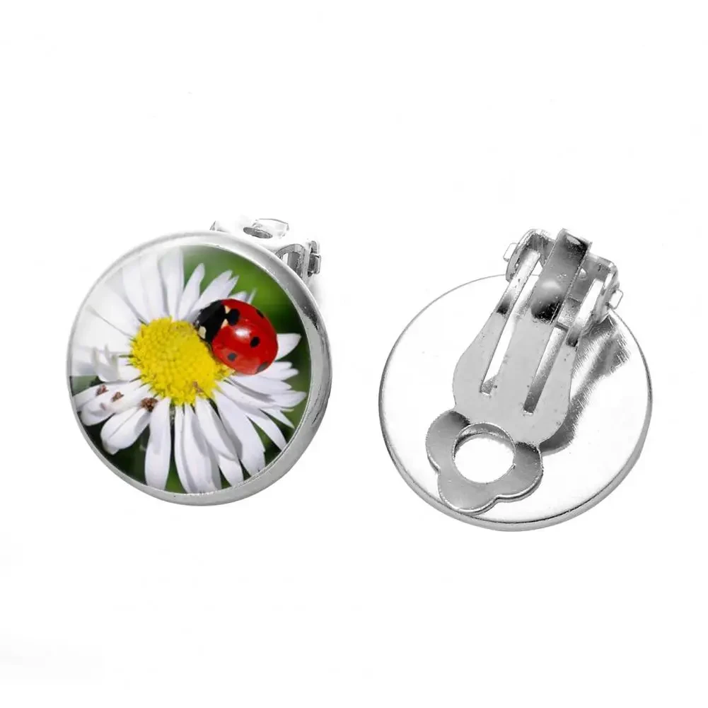 Women's Ear Clips Cute Anti-rust Ladies Glass Ladybug Earrings Hoop Dot Earrings Jewelry Women Clip Earrings Daily Wear - Afbeelding 3