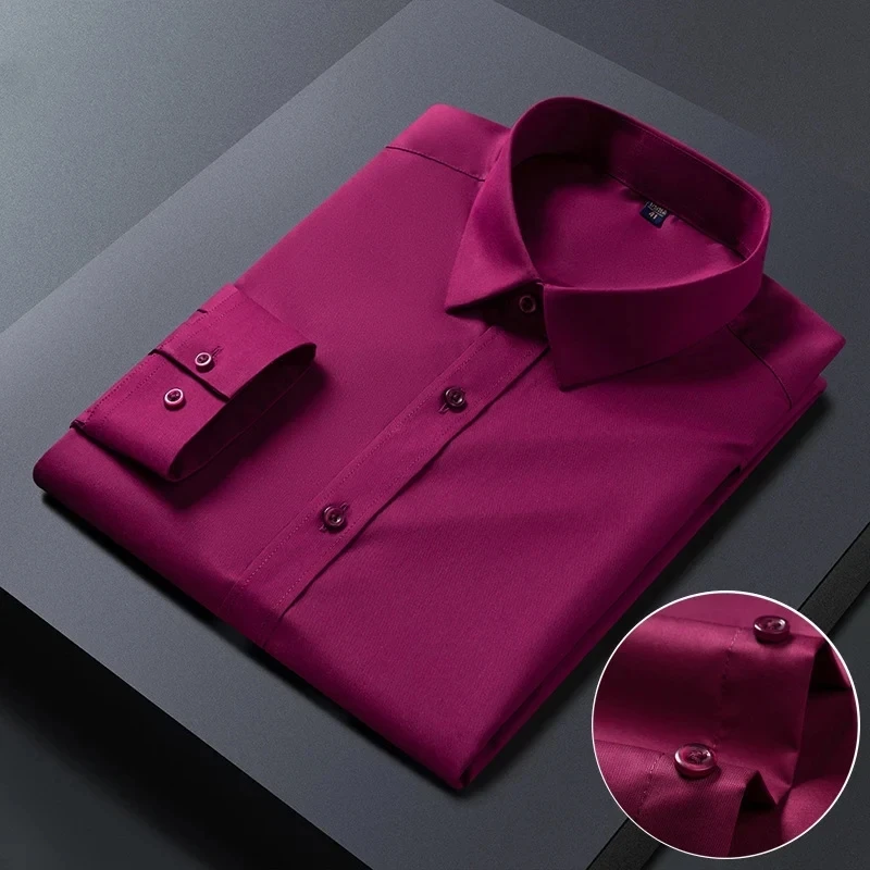 Bamboo Fiber Anti-Wrinkle Mens Shirts Long Sleeve Dress Shirts For Slim Fit Camisa Social Business Blouse White Shirt S-7XL 8XL - Afbeelding 8