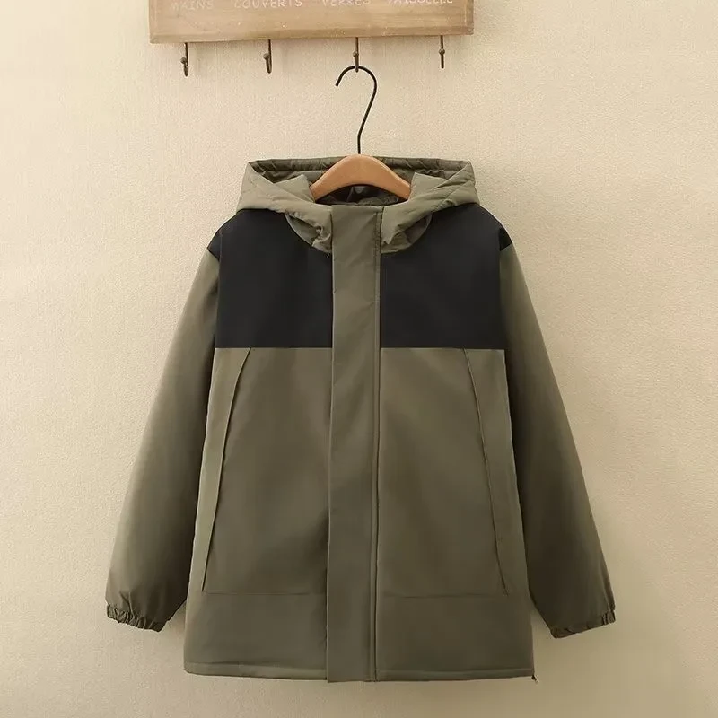 Plus Size Women's Clothing New Winter Jacket Long Sleeve Hooded Zipped Windproof Warm Coat With Cotton And Thickened Interlayer - Afbeelding 7