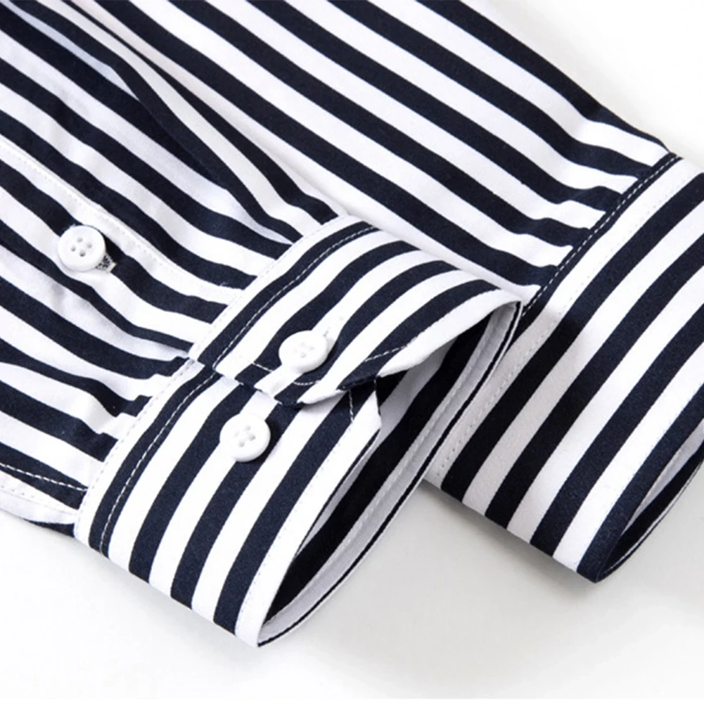 Men's Casual Striped Shirt Baggy Lapel Top Long Sleeve Button Blouse Perfect for Vacation and Holiday Multiple Colors - Afbeelding 3