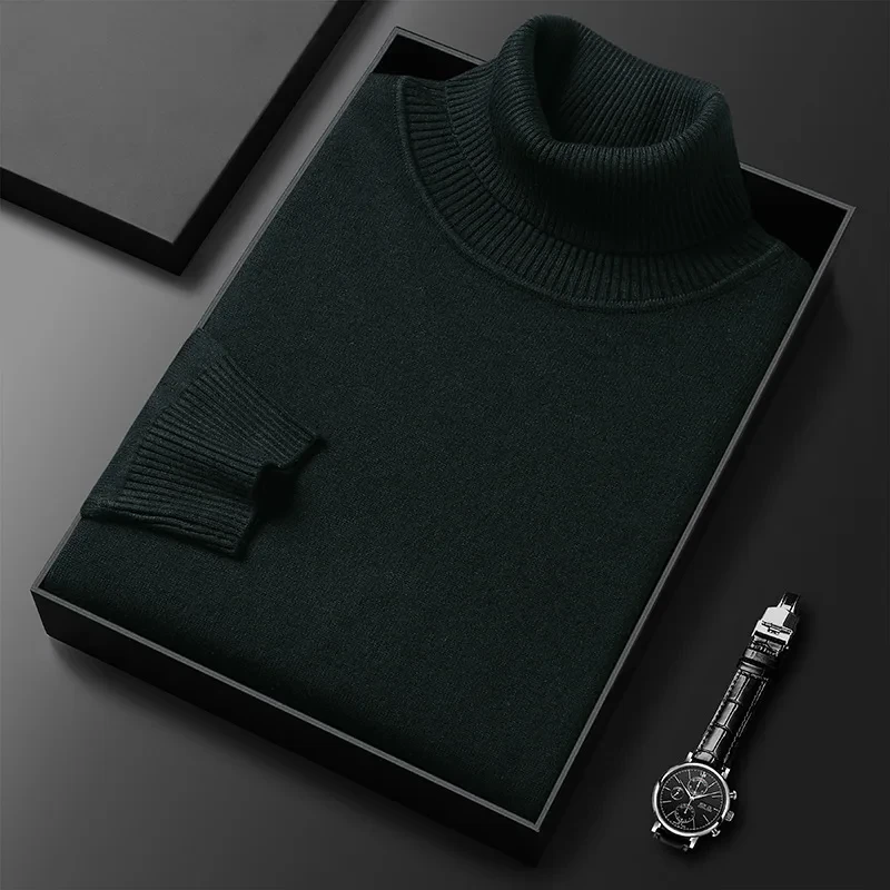 Autumn Winter Slim Fit Turtleneck Sweater Men Solid Color Warm Knitting Pullovers Male Casual Knitwear Long Sleeve Pullovers Man - Afbeelding 13