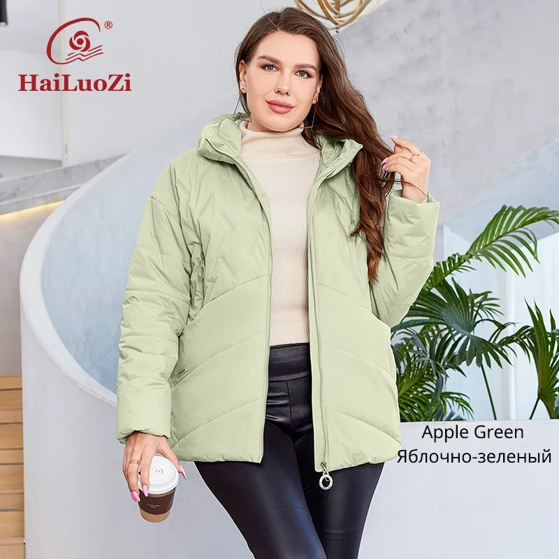 HaiLuoZi 2023 New Plus Size Women Clothing Short Hooded Quilting Female Outwear Classic Design Lightweight Women's Jacket 5529 - Afbeelding 10