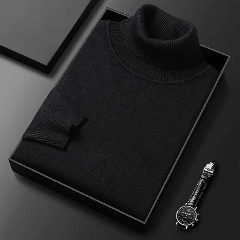 Autumn Winter Slim Fit Turtleneck Sweater Men Solid Color Warm Knitting Pullovers Male Casual Knitwear Long Sleeve Pullovers Man - Afbeelding 8