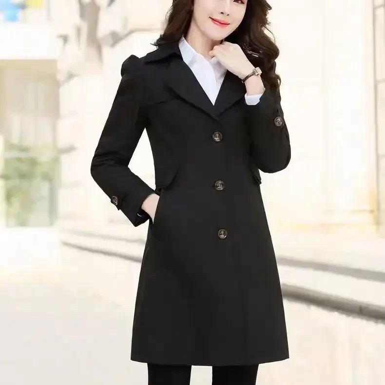 2024 New Spring Autumn Casual Mid-length Trench Jacket Korean Loose Women Windbreaker Waist Collection Chic Coats B506 - Afbeelding 9