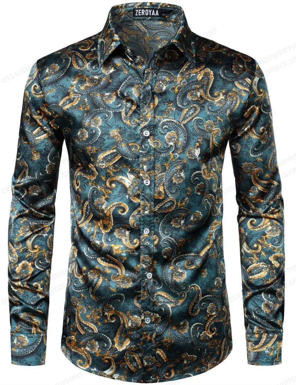 Gold Chain Hawaii Shirts Butterfly 3d Print Shirts Men Fashion Shirts Long Sleeve Beach Blouse Luxury Lapel Shirt Men's Clothing - Afbeelding 2