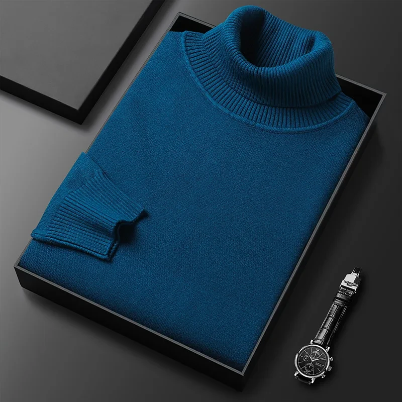 Autumn Winter Slim Fit Turtleneck Sweater Men Solid Color Warm Knitting Pullovers Male Casual Knitwear Long Sleeve Pullovers Man - Afbeelding 12