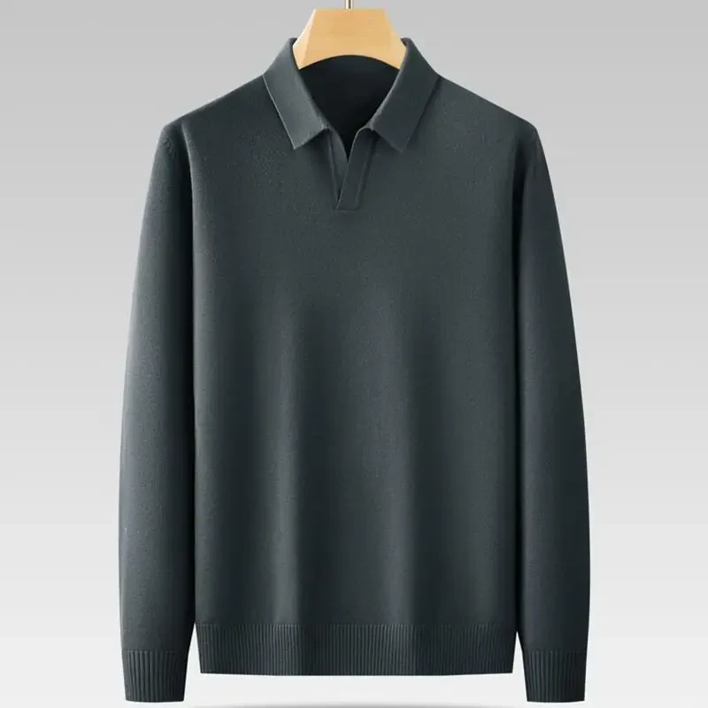 8XL 7XL 6XL Soft Warm Male Pullovers 2023 New Fall Winter High End Luxury Wool Sweater Men Long Sleeve Lapel Mens Sweaters - Afbeelding 4