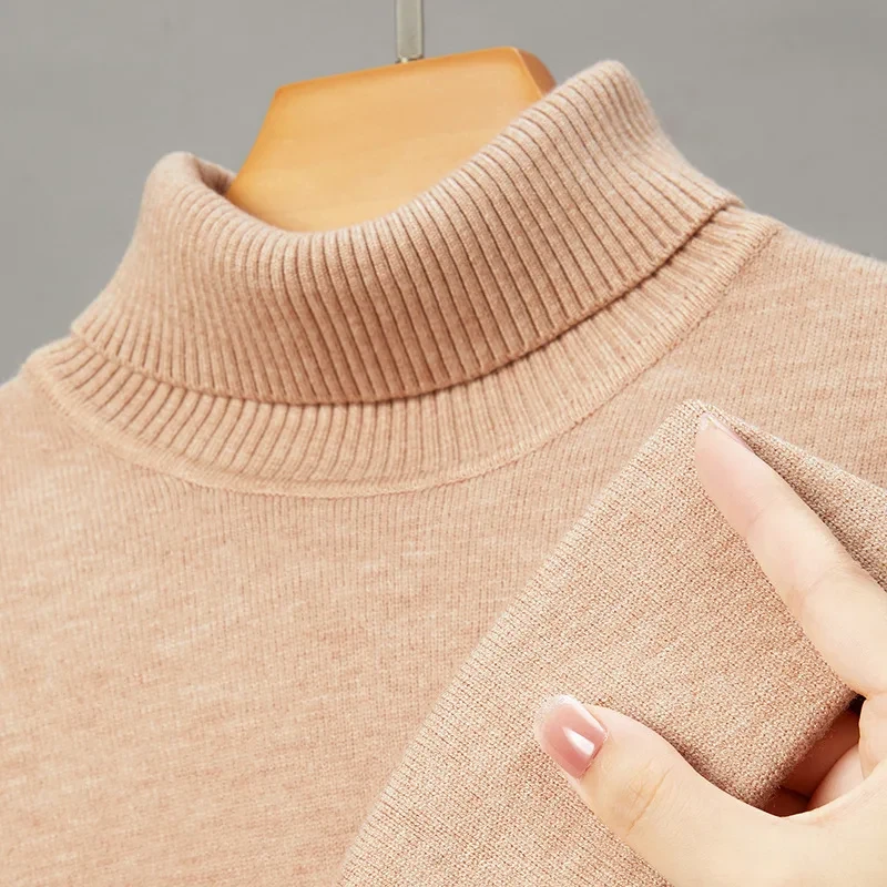 Autumn Winter Slim Fit Turtleneck Sweater Men Solid Color Warm Knitting Pullovers Male Casual Knitwear Long Sleeve Pullovers Man - Afbeelding 2