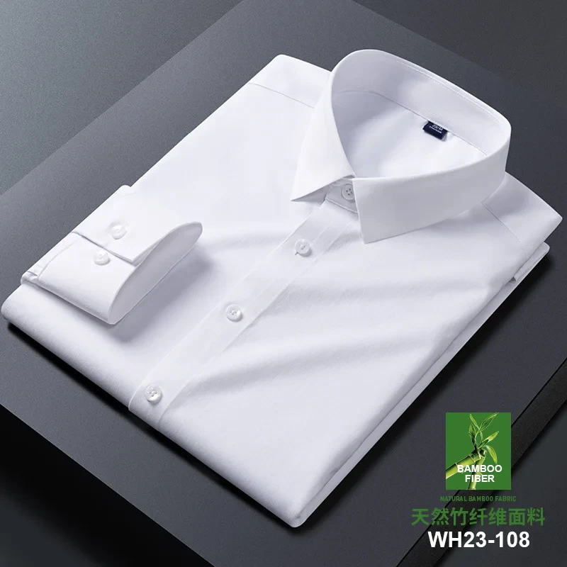 Bamboo Fiber Anti-Wrinkle Mens Shirts Long Sleeve Dress Shirts For Slim Fit Camisa Social Business Blouse White Shirt S-7XL 8XL - Afbeelding 13