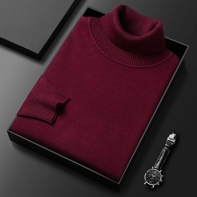 Autumn Winter Slim Fit Turtleneck Sweater Men Solid Color Warm Knitting Pullovers Male Casual Knitwear Long Sleeve Pullovers Man - Afbeelding 15