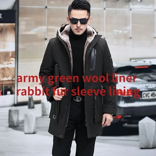 Tcyeek Mens Real Fur Parka Mid-length Winter Jackets for Men Clothing Warm Wool Liner Hooded Coat Male Fashion Fur Jacket Slim - Afbeelding 8