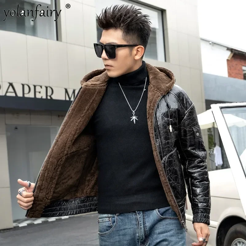 Winter Fur Clothing Male Original Natural Leather and Fur Integrated Tops Men's Fur Coats Men Real Lamb Fur Mens Fur Jacket Coat