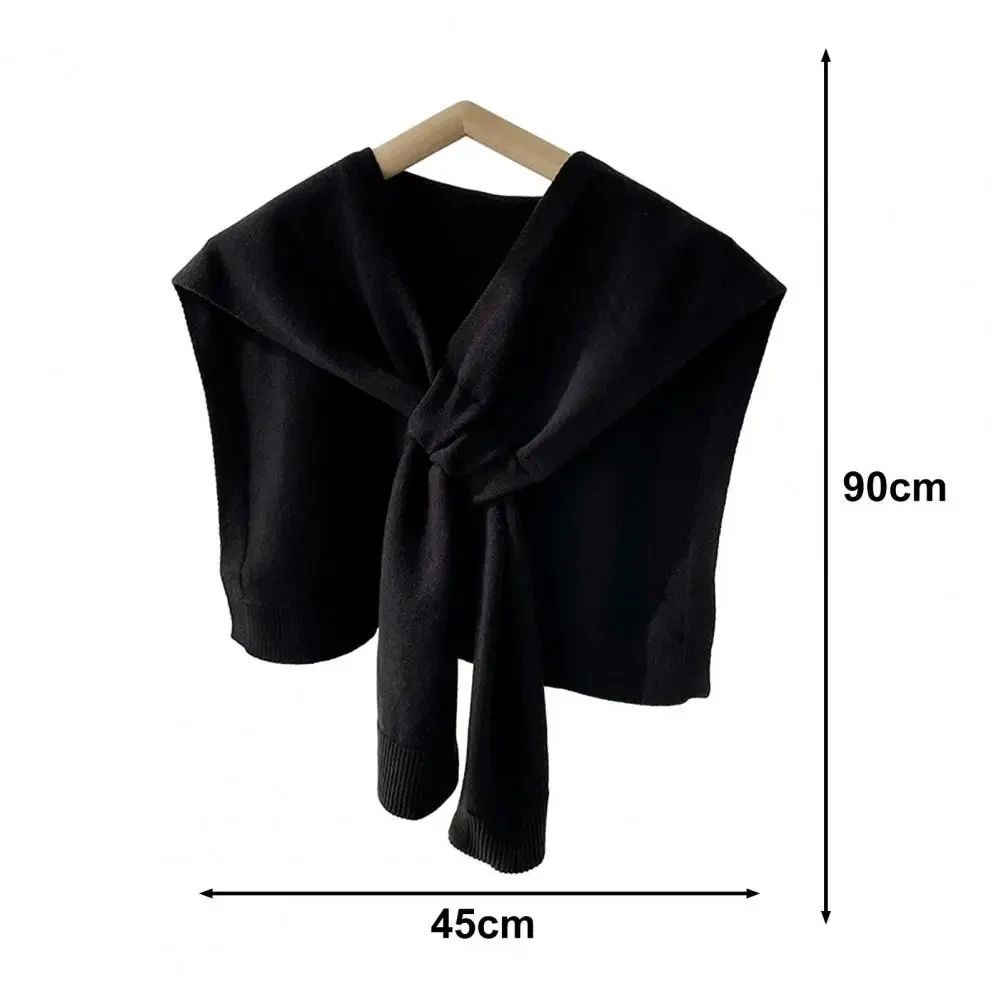 Women Shawl Knitted Thick Solid Color Thermal Soft Keep Warm Fake Cross Sleeve Fall Winter Summer AC Shoulder Wrap Women Clothes - Afbeelding 6