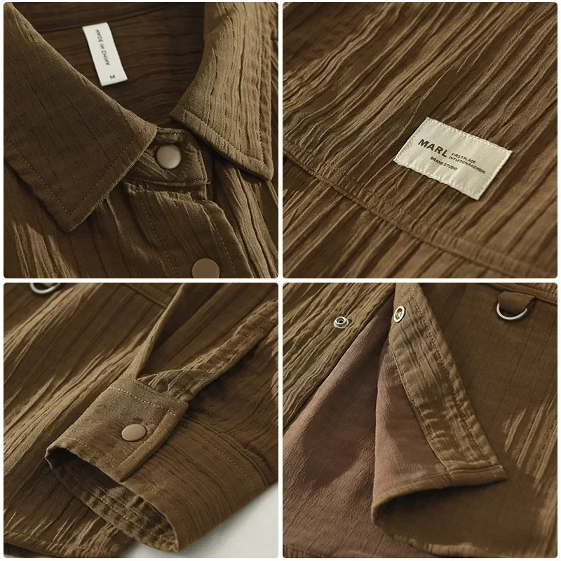 6801 Spring Autumn Japan Style Vintage Striped Shirts Loose Casual High Street Simple Fashion Lapel Long Sleeved Blouse Man - Afbeelding 4