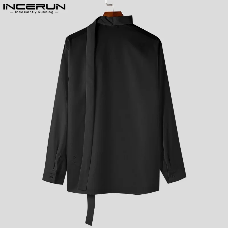 Stylish New Men's Clothing INCERUN 2024 Deconstruction Design Solid Lace Up Shirts Casual Streetwear Long Sleeved Blouse S-5XL - Afbeelding 7