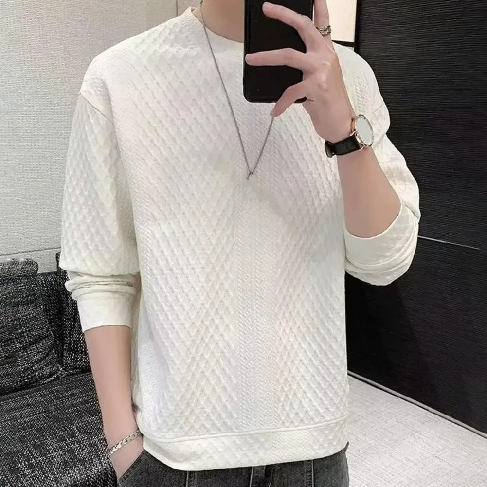 Men Autumn Winter Sweater Thick Knitted Loose Fit Sweater Long Sleeve Waffle Texture Soft Pullover Warm Casual Men Sweater - Afbeelding 4