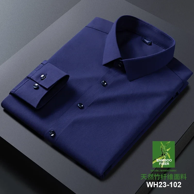 Bamboo Fiber Anti-Wrinkle Mens Shirts Long Sleeve Dress Shirts For Slim Fit Camisa Social Business Blouse White Shirt S-7XL 8XL - Afbeelding 10