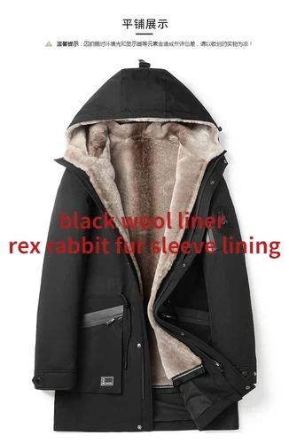 Tcyeek Mens Real Fur Parka Mid-length Winter Jackets for Men Clothing Warm Wool Liner Hooded Coat Male Fashion Fur Jacket Slim - Afbeelding 7