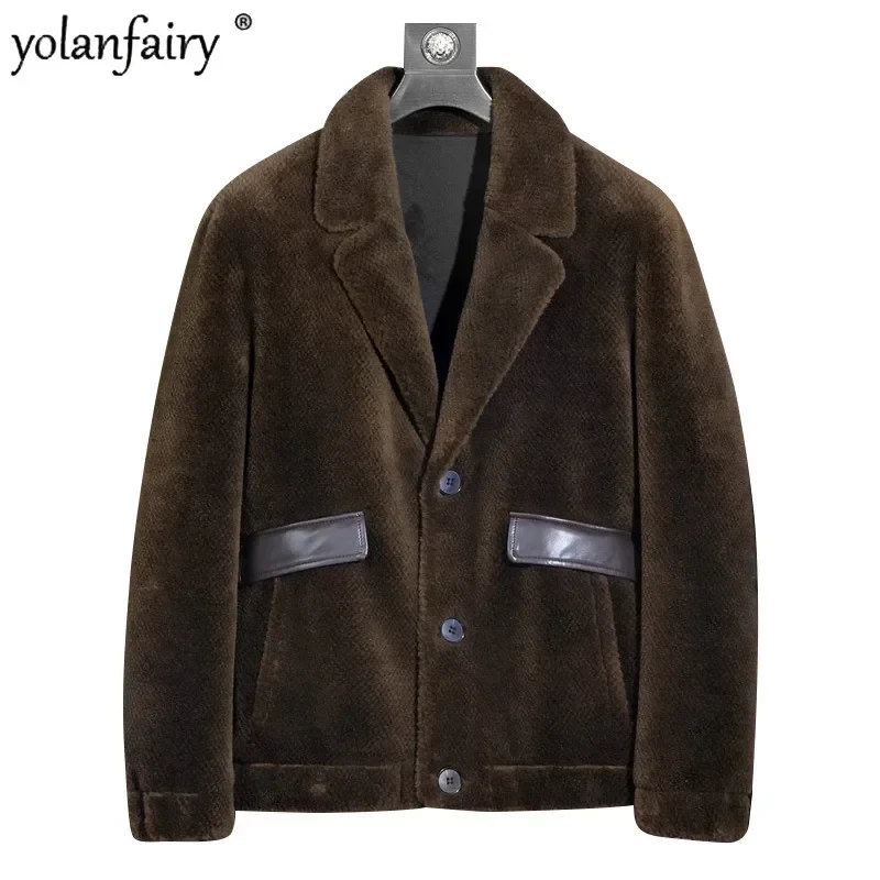 Winter New Fur Clothing Male Real Lamb Fur Coats for Men Sheep Sheared Fleece Suit Collar Composite Fur Integrated Short Clothes