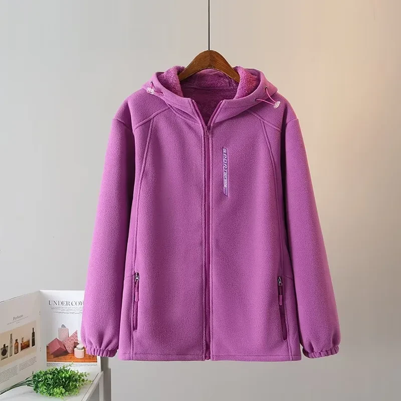 Plus Size Women's Clothing Autumn And Winter Hoodies & Sweatshirt Long Sleeve Zipper Polar Fleece Thick Casual Sports Sweatshirt - Afbeelding 9