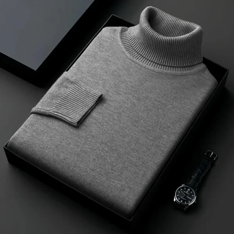 Sweatwear Mens Anti-pilling High Quality Knitted Turtleneck Sweater Slim Fit Long Sleeve Pullover Solid Color Trend Men Clothing - Afbeelding 9