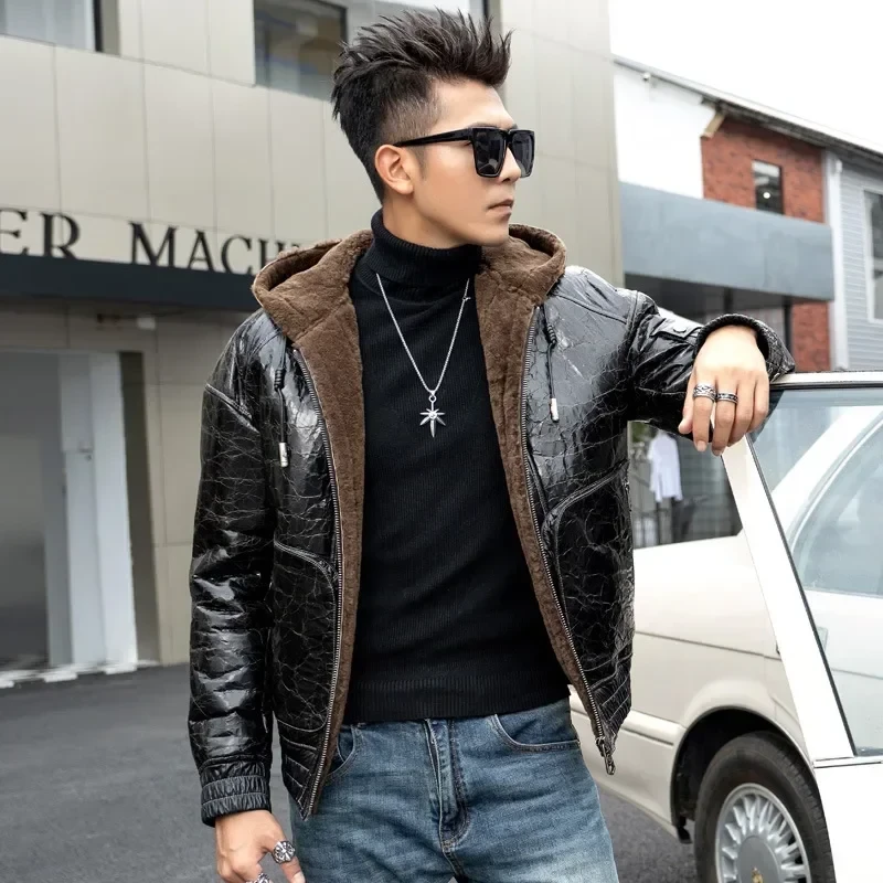 Winter Fur Clothing Male Original Natural Leather and Fur Integrated Tops Men's Fur Coats Men Real Lamb Fur Mens Fur Jacket Coat - Afbeelding 2