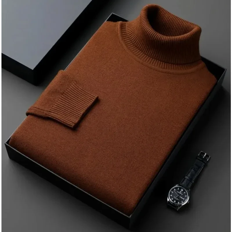 Sweatwear Mens Anti-pilling High Quality Knitted Turtleneck Sweater Slim Fit Long Sleeve Pullover Solid Color Trend Men Clothing - Afbeelding 3