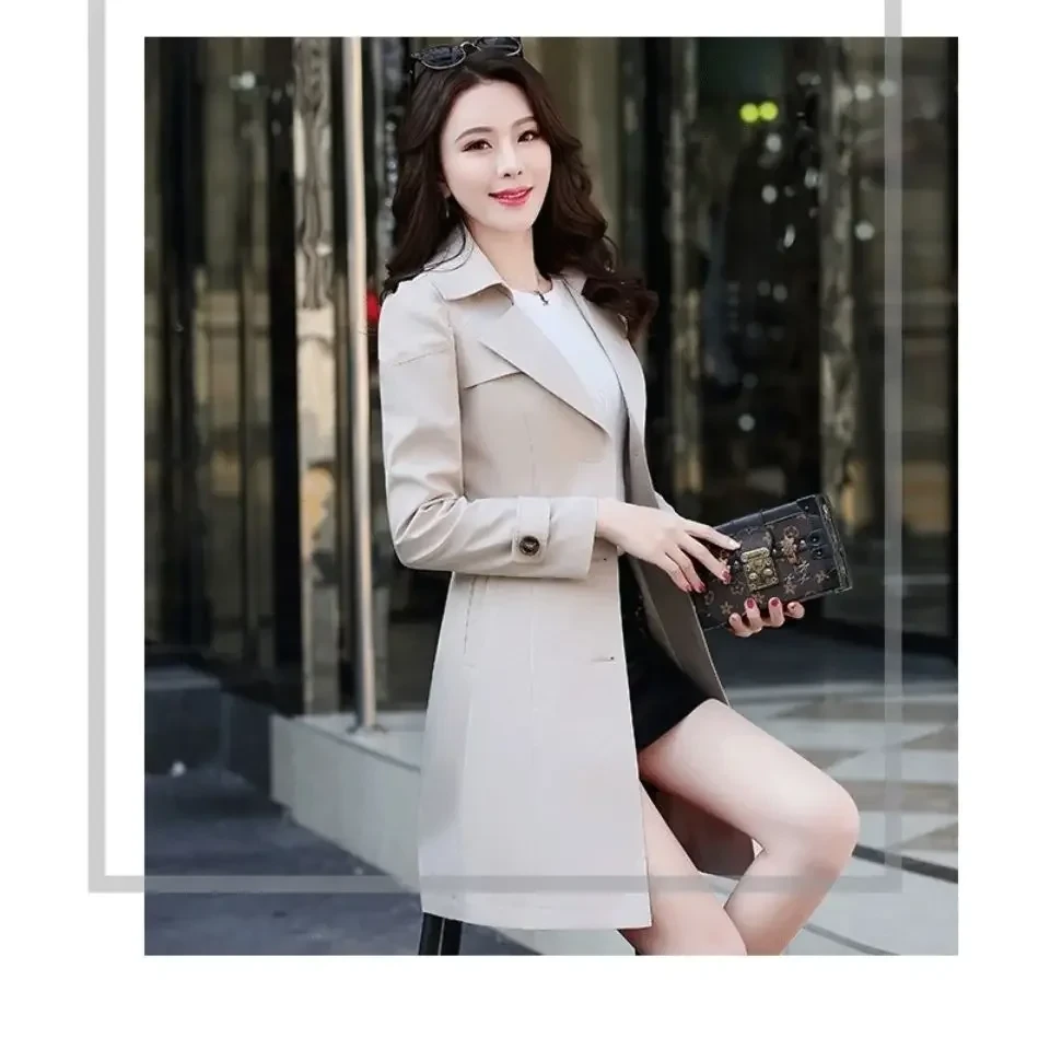 2024 New Spring Autumn Casual Mid-length Trench Jacket Korean Loose Women Windbreaker Waist Collection Chic Coats B506 - Afbeelding 4