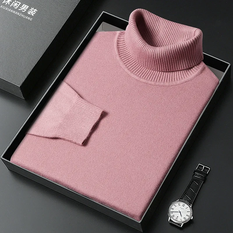 Autumn Winter Slim Fit Turtleneck Sweater Men Solid Color Warm Knitting Pullovers Male Casual Knitwear Long Sleeve Pullovers Man - Afbeelding 21