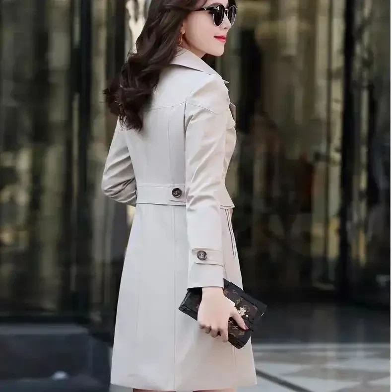 2024 New Spring Autumn Casual Mid-length Trench Jacket Korean Loose Women Windbreaker Waist Collection Chic Coats B506 - Afbeelding 10