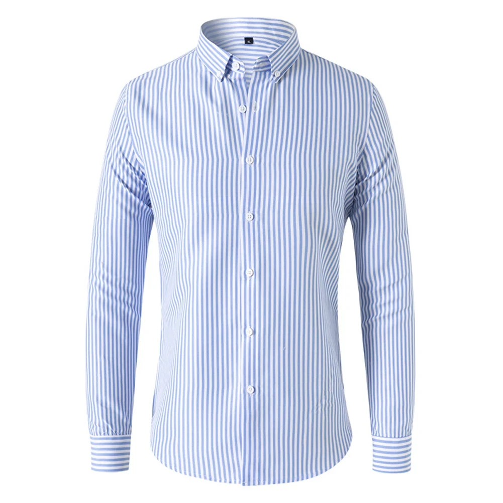Men's Casual Striped Shirt Baggy Lapel Top Long Sleeve Button Blouse Perfect for Vacation and Holiday Multiple Colors - Afbeelding 4
