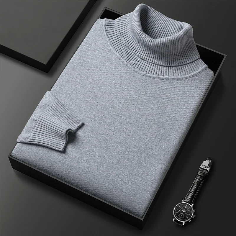 Autumn Winter Slim Fit Turtleneck Sweater Men Solid Color Warm Knitting Pullovers Male Casual Knitwear Long Sleeve Pullovers Man - Afbeelding 11