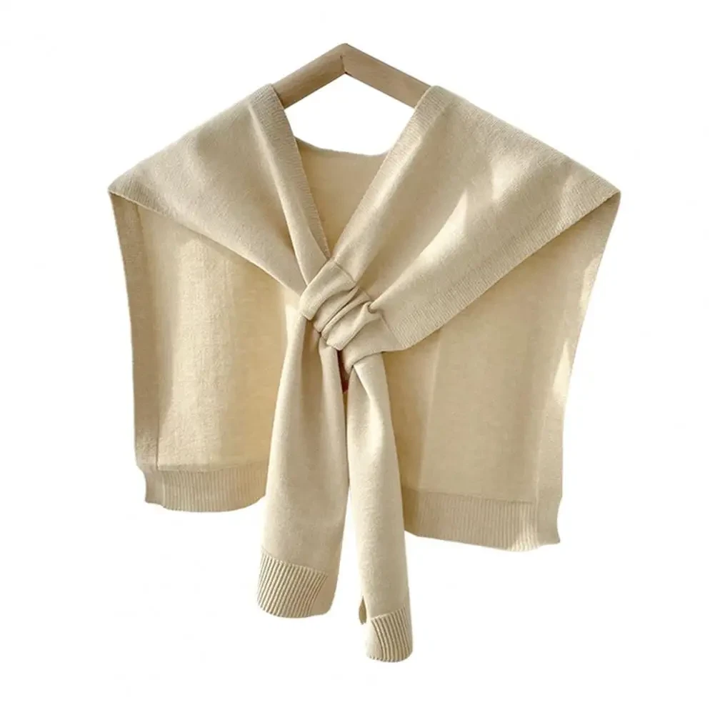 Women Shawl Knitted Thick Solid Color Thermal Soft Keep Warm Fake Cross Sleeve Fall Winter Summer AC Shoulder Wrap Women Clothes - Afbeelding 8