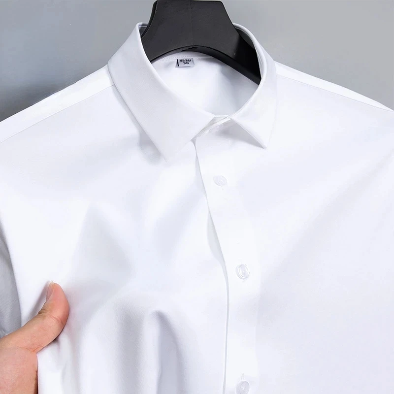 New Anti-Wrinkle Men Shirts Long Sleeve Dress Shirts For Men Slim Fit Camisa Social Business Blouse White Office Shirt S-6XL