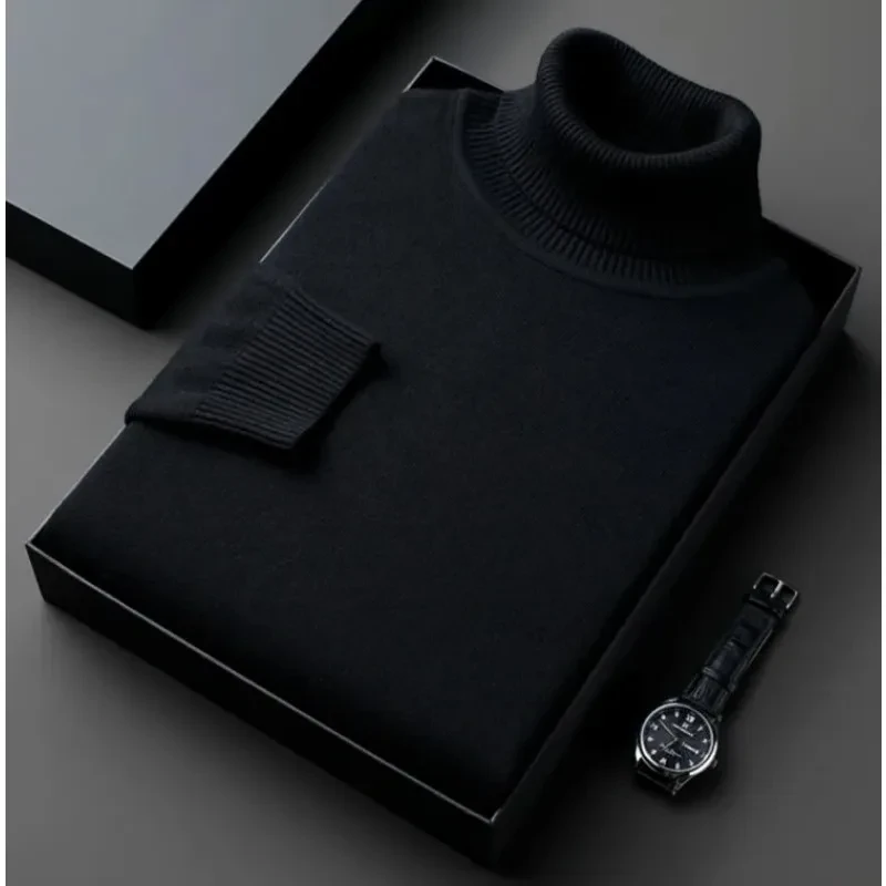 Sweatwear Mens Anti-pilling High Quality Knitted Turtleneck Sweater Slim Fit Long Sleeve Pullover Solid Color Trend Men Clothing - Afbeelding 4