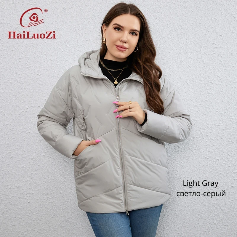 HaiLuoZi 2023 New Plus Size Women Clothing Short Hooded Quilting Female Outwear Classic Design Lightweight Women's Jacket 5529 - Afbeelding 8