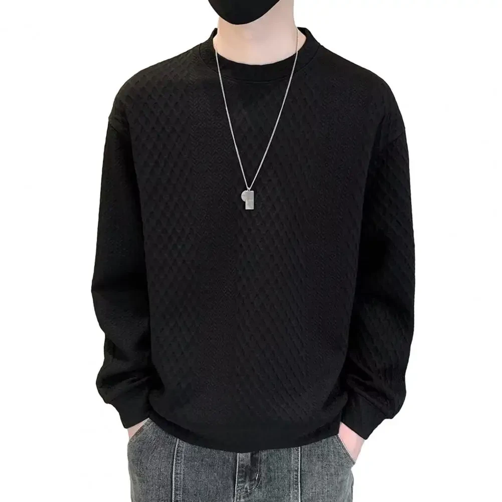 Men Autumn Winter Sweater Thick Knitted Loose Fit Sweater Long Sleeve Waffle Texture Soft Pullover Warm Casual Men Sweater - Afbeelding 7