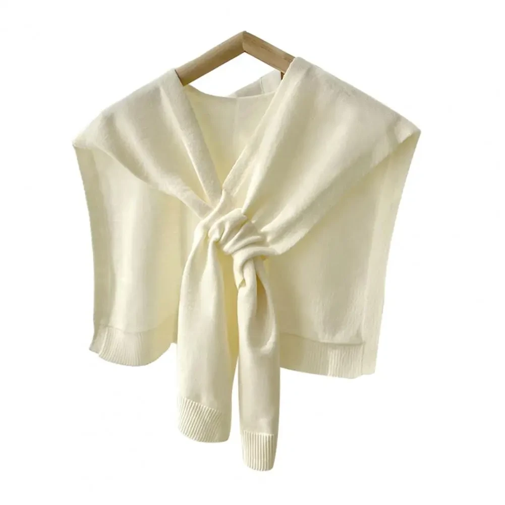 Women Shawl Knitted Thick Solid Color Thermal Soft Keep Warm Fake Cross Sleeve Fall Winter Summer AC Shoulder Wrap Women Clothes - Afbeelding 7